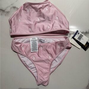 Polo by Ralph Lauren Light Pink Bikini Top with White Pony Embroidery girls